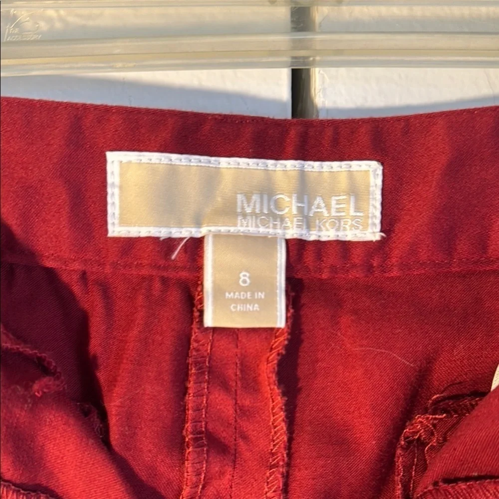 EUC Michael Kors Red Cropped Pants with Branded Zipper Details Size 8 NICE!